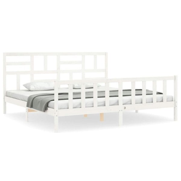 Berkfield Bed Frame with Headboard White 200x200 cm Solid Wood