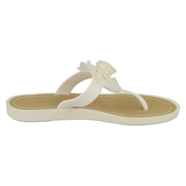 Savannah Ladies Savannah Flat Toepost Rose Trim Sandals