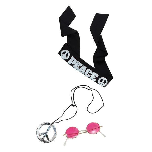 Bristol Novelty Hippie Accessories Kit - Black/White/Silver/Purple - 