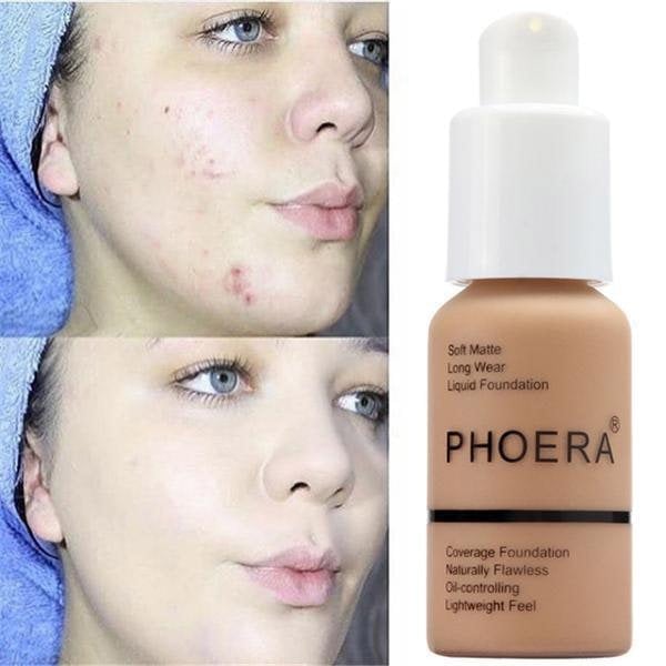 Phoera Flawless Matte Liquid Foundation - Full Coverage Oil-Free Makeup - 30ml