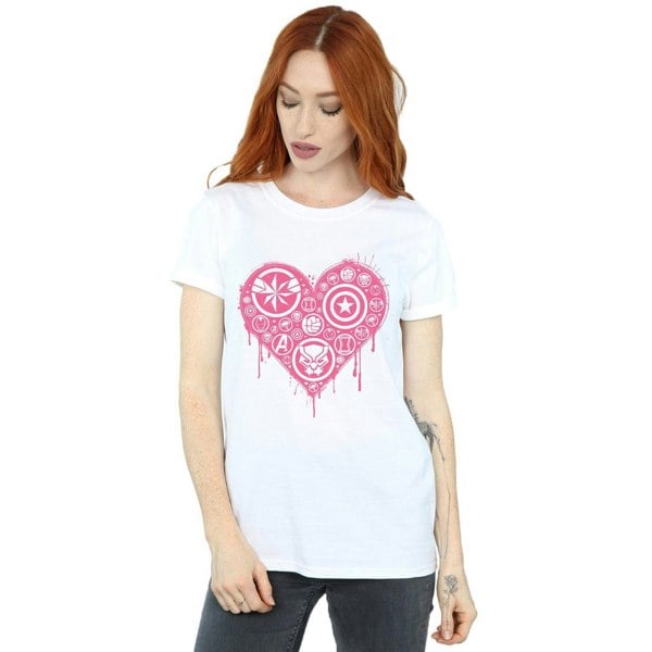 Marvel Womens/Ladies I Heart Avengers Cotton Boyfriend T-Shirt - White