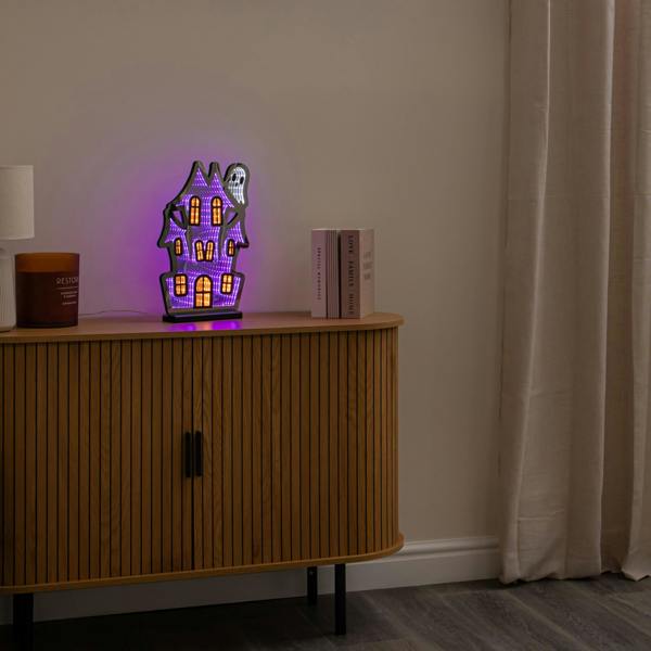 Samuel Alexander 39cm Light up Halloween Haunted House Infinity Light Decoration with LEDs