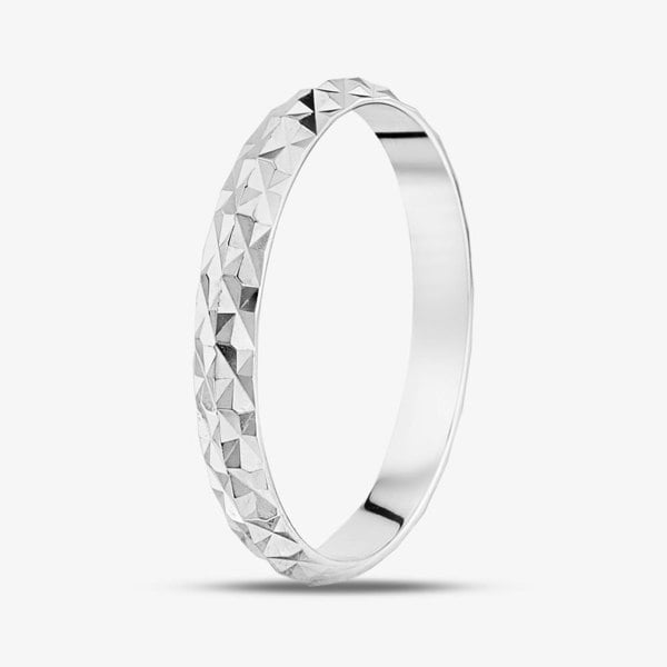 T. H. Baker Sterling Silver Patterned D Cut Band Ring SR02069A