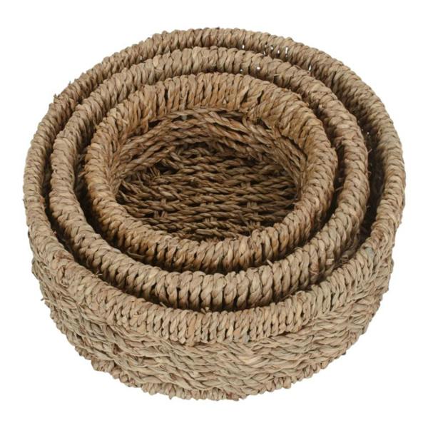 Set of 3 Round Seagrass Trays