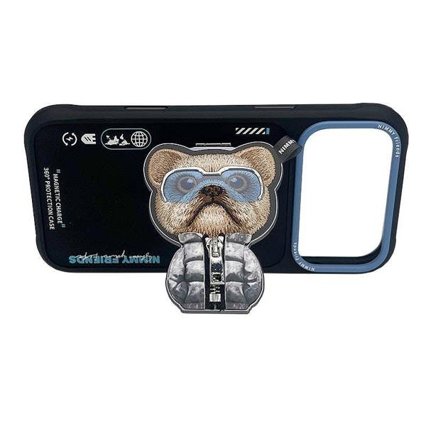 Nimmy Friends Nimmy Cool & Cute 2.0 Little Rich Tycoon Dog Case with MagSafe Stand for iPhone 17 Pro Max 6.9" Black Blue