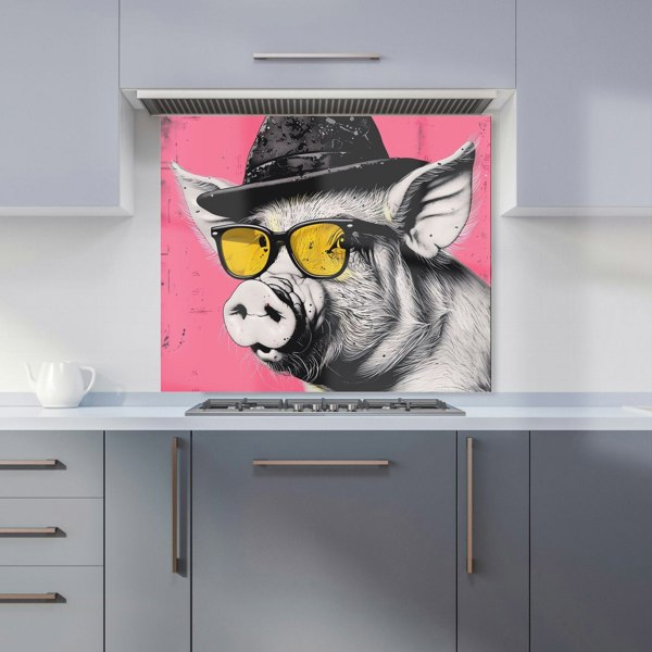 Warren Reed - Designer Pig In A Hat And Glasses Kitchen Splashback