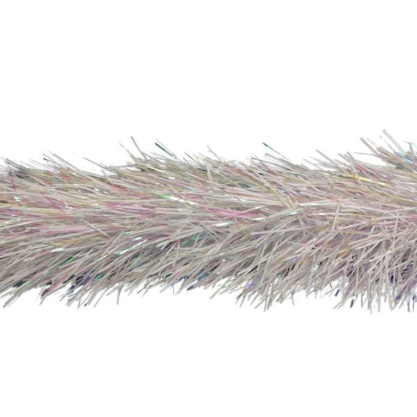 Samuel Alexander 2m x 10cm Festive Tinsel Garland Christmas Tree Decoration Iridescent White
