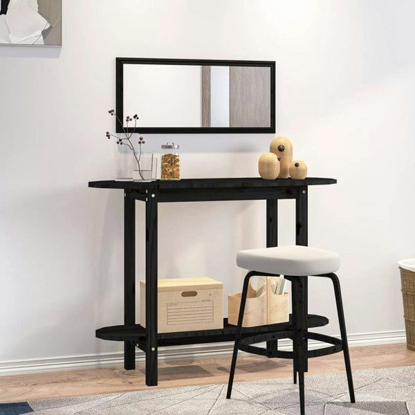 Berkfield Console Table Black 110x40x80 cm Solid Wood Pine