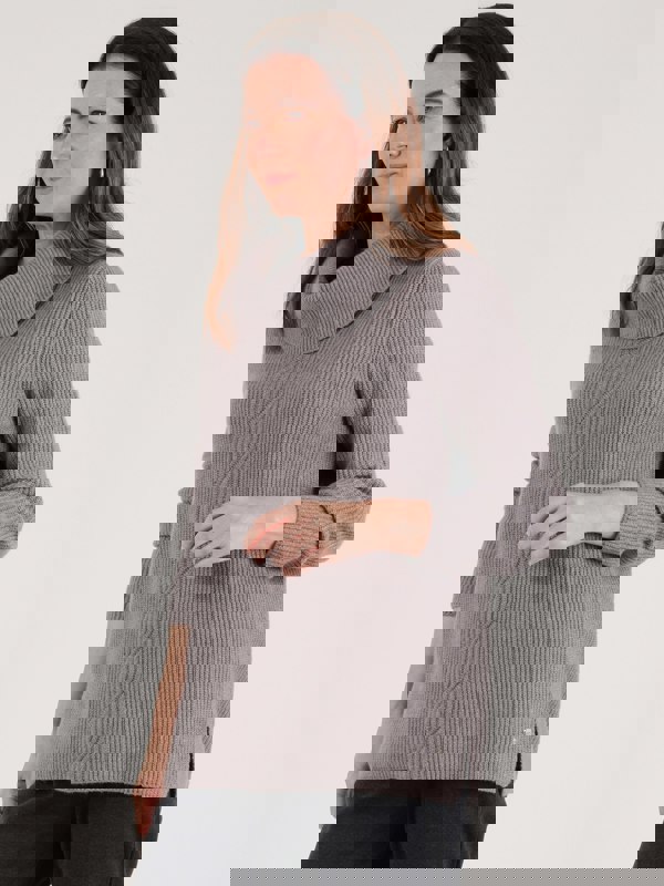 TIGI-Wear Cable Detail Cowl Neck Jumper - Flint Marl