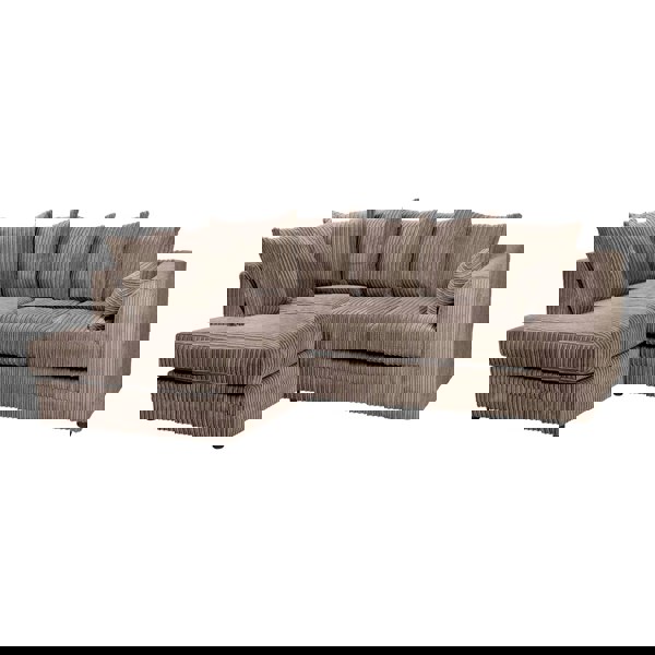 SQUAREBOXX Dylan Jumbo Cord 4 Seater Fabric Corner Sofa in Chocolate