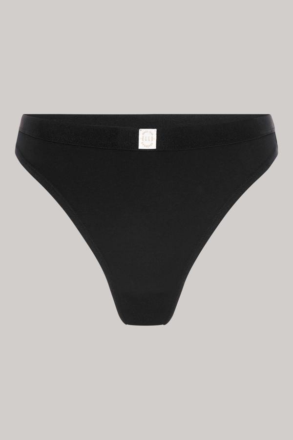 ELLE 3 Pack Super Soft Cotton Heritage Patch Thongsin in Black