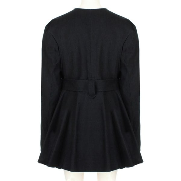 Ellery black cotton twill collarless jacket with eyelet detailing belted waist