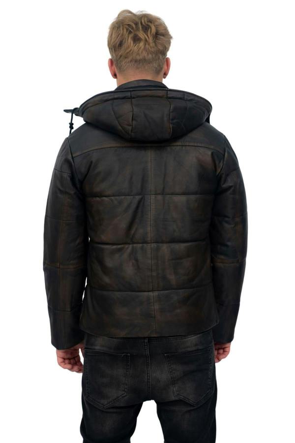 Infinity Leather Mens Puffer Leather Bomber Jacket-Augsburg
