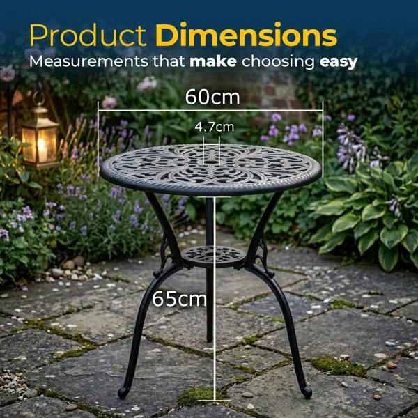 Homeology BANGUI Black Garden and Patio Cast Aluminium Bistro Table