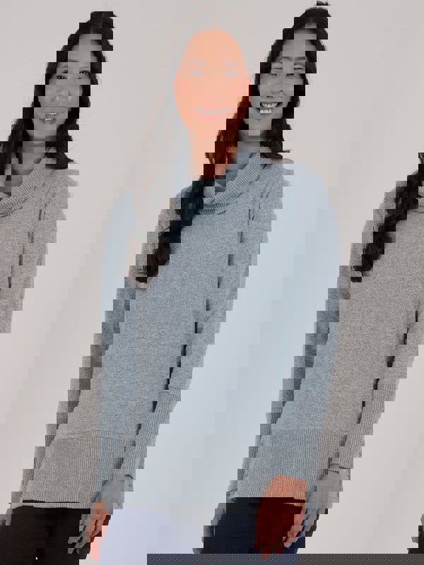 PennyPlain Rib Hem Cowl Tunic - Glacier