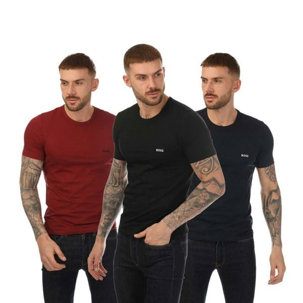 Hugo Mens Logo T-Shirt (Pack of 3) - Black/Navy/Red