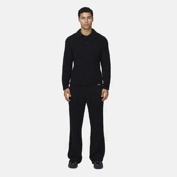 Good For Nothing Black Relaxed Boucle Knitted Polo - Black Image 4
