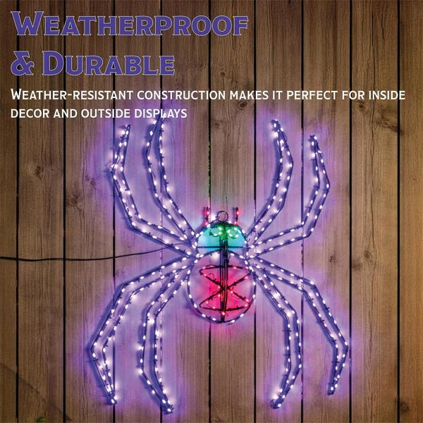 Fxlab Multicolour Micro LED Metal 2D Silhouette Spider Outdoor with Timer