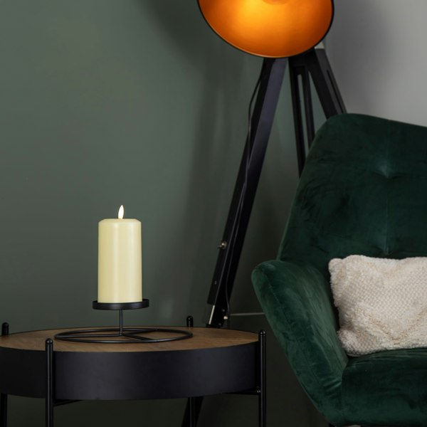 Samuel Alexander 25cm Black Round Metal Pillar Candle Ring Holder