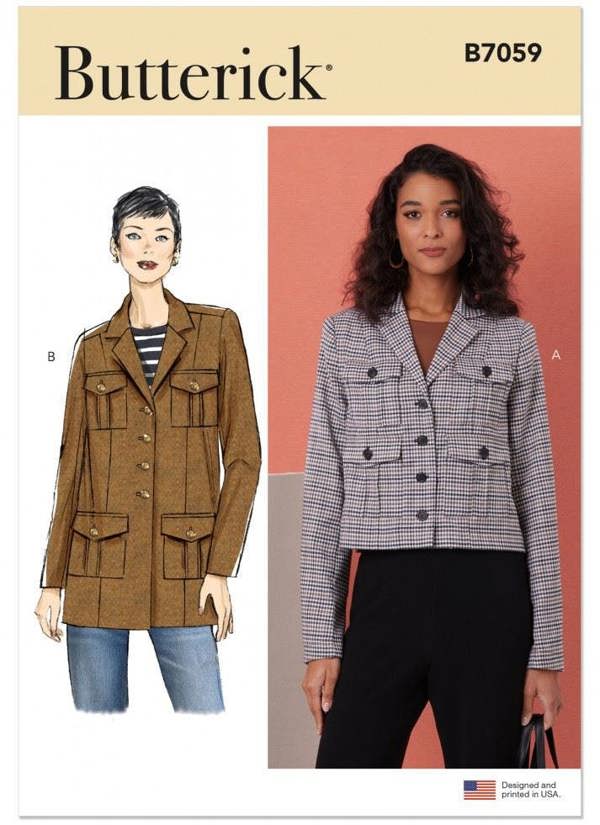 Butterick Sewing Pattern 7059, Jackets for Women, C6 (8-10-12-14-16-18) - Intermediate