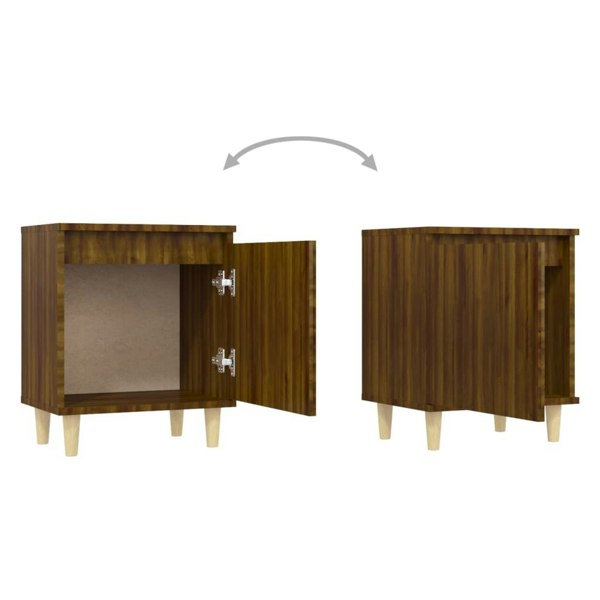 Berkfield Bed Cabinets with Solid Wood Legs 2 pcs Brown Oak 40x30x50 cm