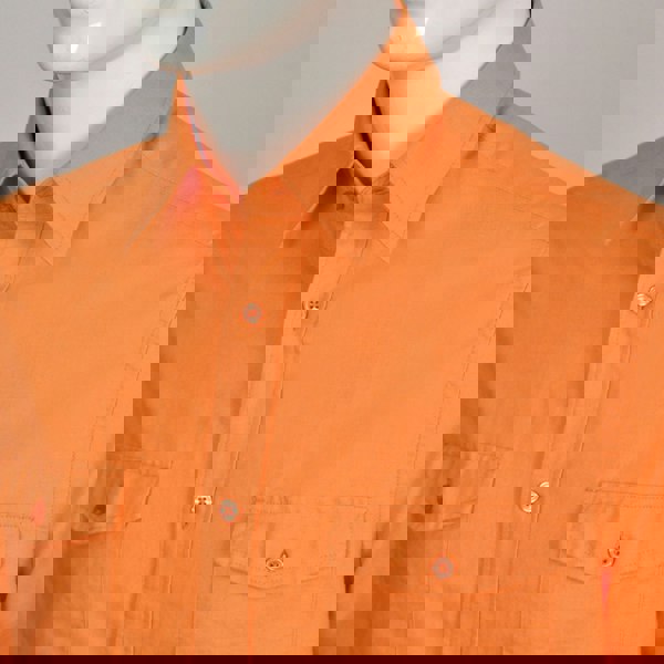 Image of Men's Hugo Linen Front Pocket Shirt, Orange