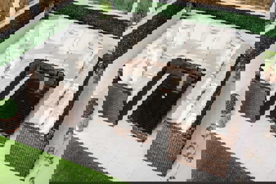 Giardino Santorini 7 Seat Modular Sofa Rattan Garden Furniture Set Outdoor Height Adjustable Coffee Table