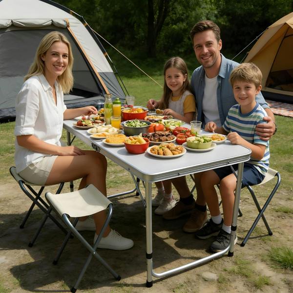 Gr8 Garden Portable Folding Camping Picnic Table with 4 Stools Outdoor Garden & Festival Table Chair Set