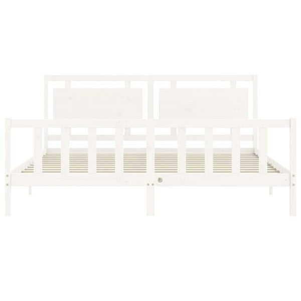 Berkfield Bed Frame with Headboard White 180x200 cm Solid Wood