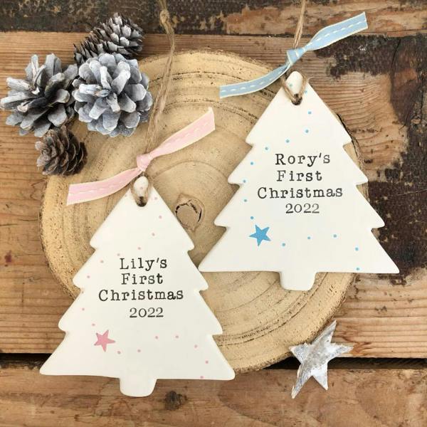 Personalised Baby's First Christmas Tree Ornament - detail view