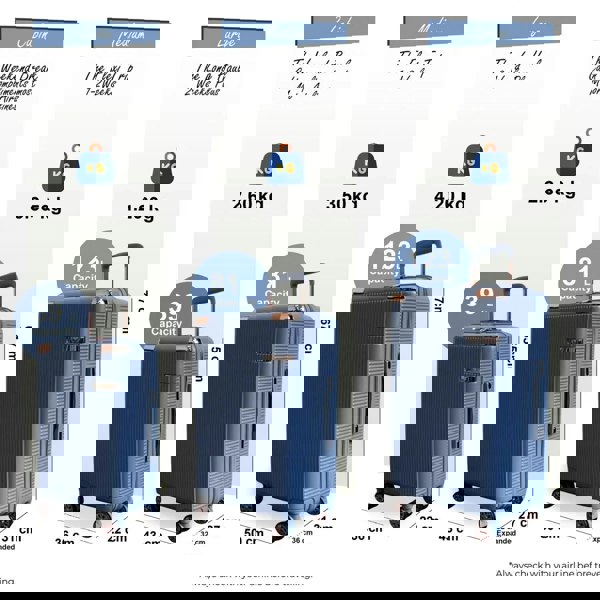 Snowball Hard Shell Luggage 8 Spinner Wheels Travel Suitcase