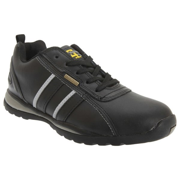 Grafters Men's Safety Toe Cap Trainer Shoes - Black/Grey Action