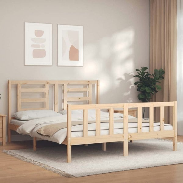 Berkfield Bed Frame with Headboard 160x200 cm Solid Wood