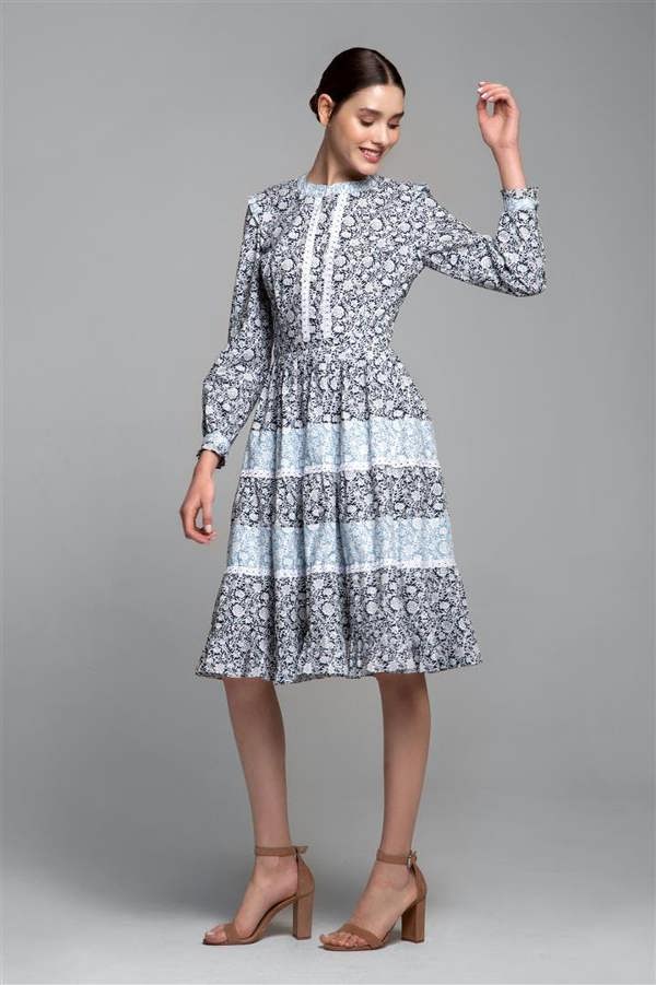 Rumour London Eliza printed poplin midi dress with embroidered trim