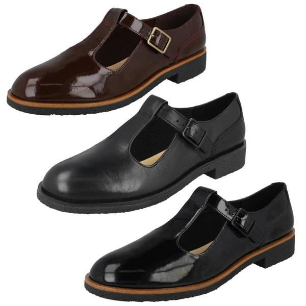 Clarks Ladies Clarks T-Bar Heeled Shoes - Griffin Town