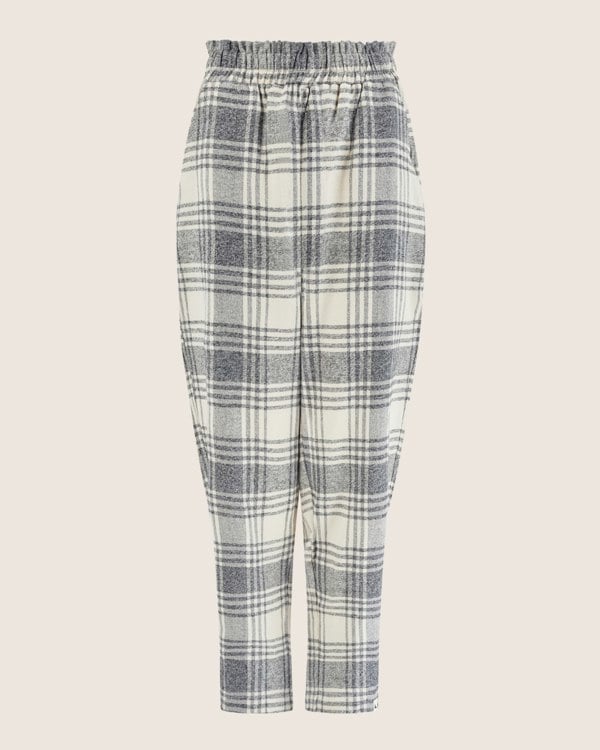 Kate Multicolour Brushed Check Print Barrel Leg Trousers - image 2