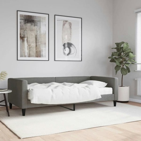 Berkfield Daybed with Mattress Dark Grey 90x190 cm Fabric