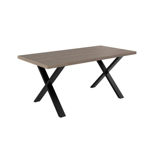 Wyld Haus Pefkos Natural Oak and Black Metal Dining Table