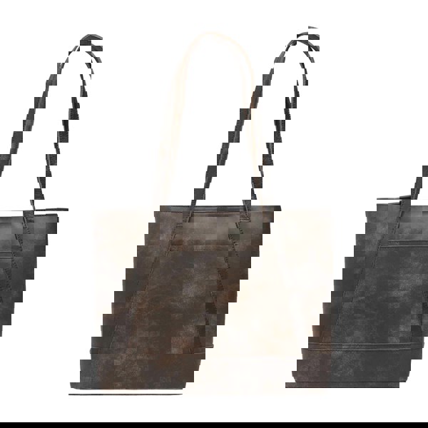 Assots London 'EVELYN' Brown Crazy Horse Distressed Real Leather Designer Tote Work Bag