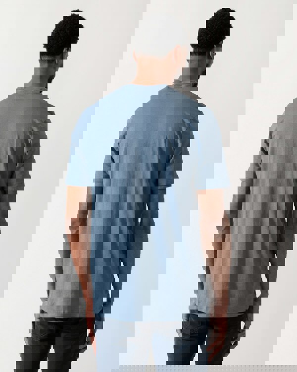 back shot of a Model wearing a HUGO Dulivio Mens T-Shirt in Open Blue