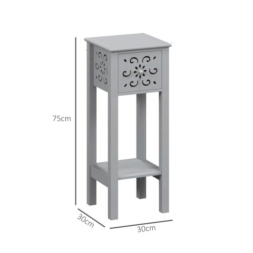 Wyld Haus Elne Set Of 2 Grey Wooden Floral Cut Out Accent Side Tables