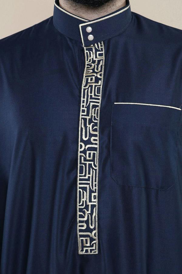 Infinity Leather Mens Thobe Jubba Emirati Islamic Arabic Eid Embroidery Kaftan Jubbah Robe