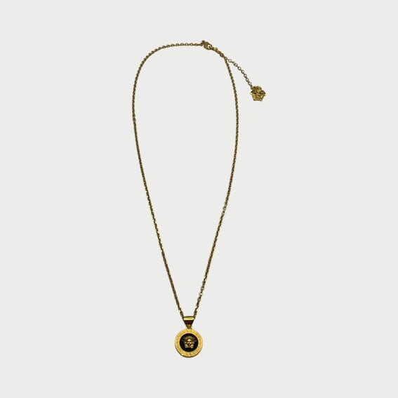 Versace Medusa Head Necklace Black Gold