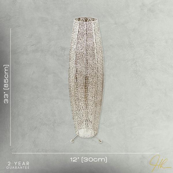 Traditional and Ornate Floral Moroccan Floor Lamp in Polished Silver Image 7