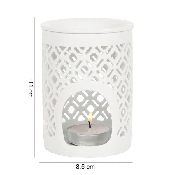 Serano White Matte Lattice Cut Oil Burner