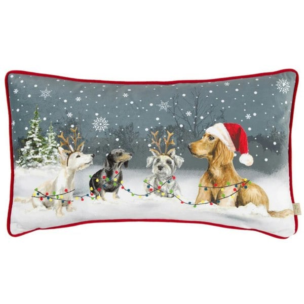 Evans Lichfield Piped Dog Christmas Cushion Cover - Stone