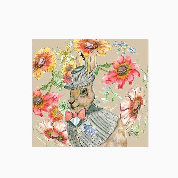 Claire Louise - Designer Cottage Floral Hare Glass Kitchen Splashback