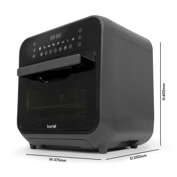 Worktop Steam Air Fryer Oven - 1635W 15L - Black Easy Clean - Dehydrate & Bake - LoopsDirect