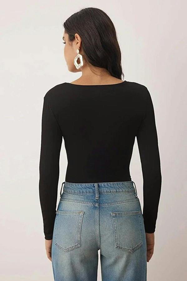 WOVCOR Lace Detail V-Neck Knit Bodysuit