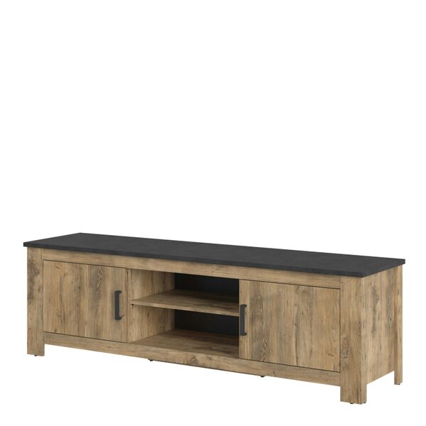 Wyld Haus Juniper 189cm Wide 2 Door TV Cabinet Chestnut and Matera Grey